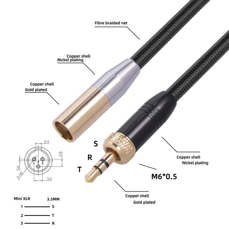 SB419M120-03 3.5mm Male to Mini XLR 3pin Male Audio Cable, Length: 30cm