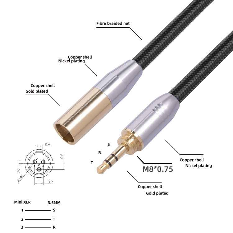 SB423M120-03 6.35mm + 3.5mm Male to Mini XLR 3pin Male Audio Cable, Length: 30cm