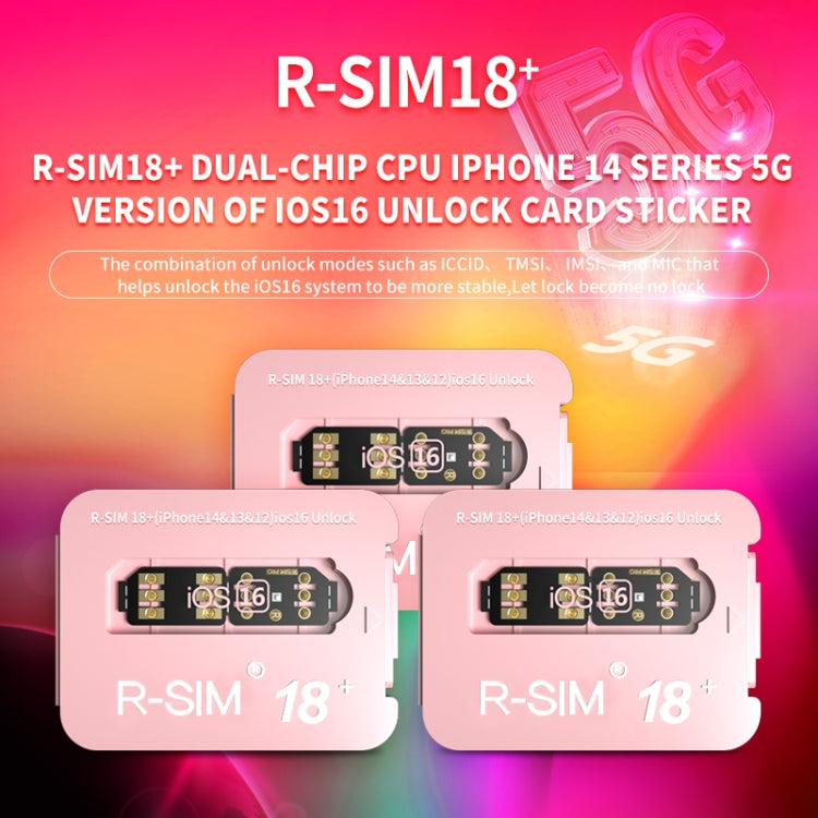 Tarjeta de desbloqueo universal 5G con tarjeta R-SIM 18+ que convierte un dispositivo bloqueado en uno desbloqueado con sistema iOS16.