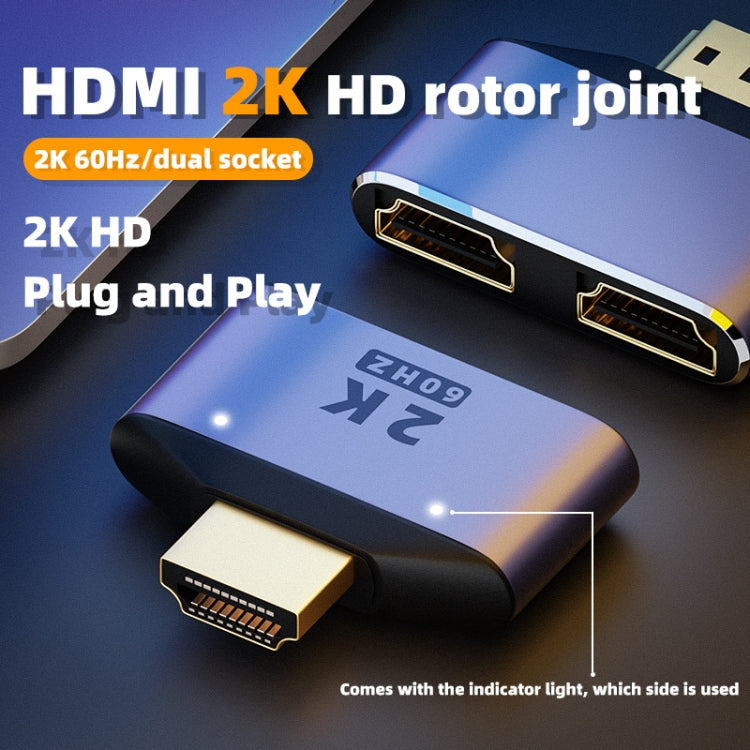 Adaptateur HDMI 2 en 1 2K 60 Hz avec voyants lumineux