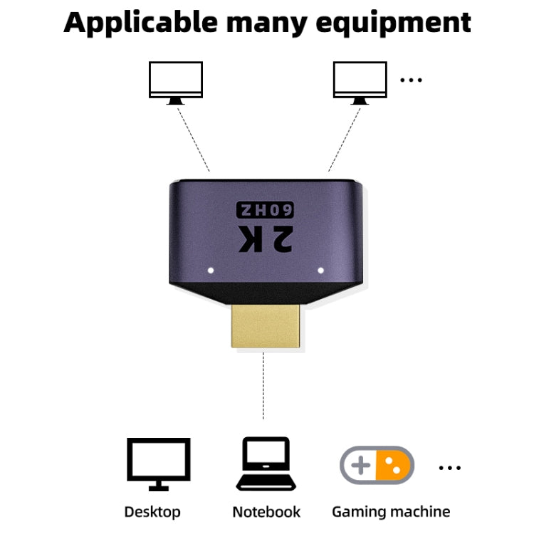 Adaptateur HDMI 2 en 1 2K 60 Hz avec voyants lumineux