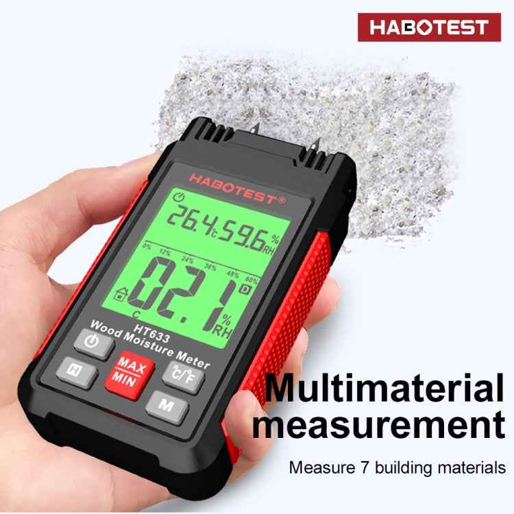 HABOTEST HT633 Portable Multifunctional Digital Display Wood Moisture Detector