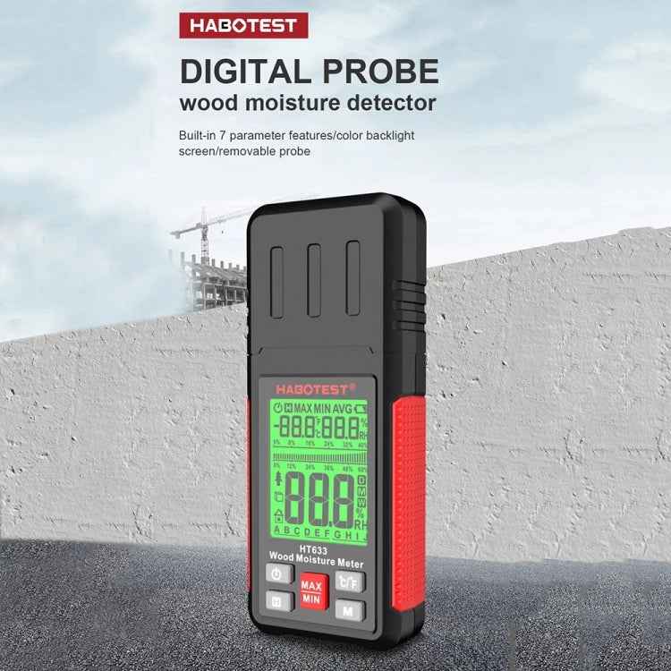 HABOTEST HT633 Portable Multifunctional Digital Display Wood Moisture Detector