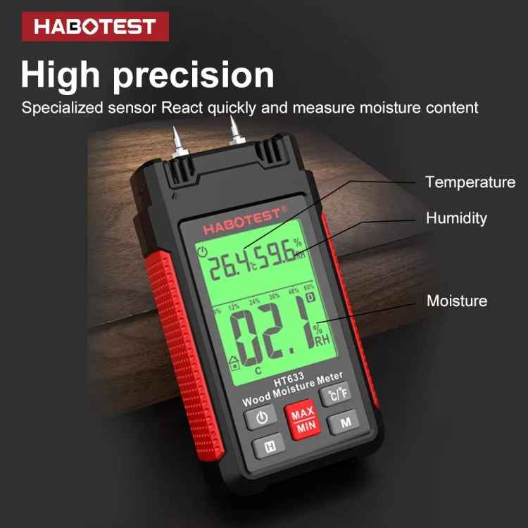 HABOTEST HT633 Portable Multifunctional Digital Display Wood Moisture Detector