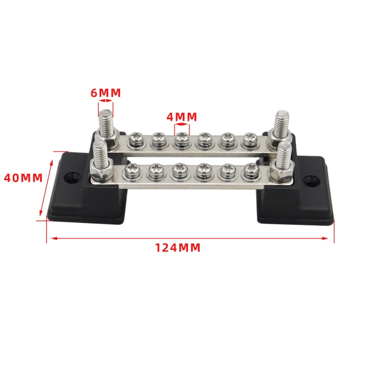 CP-3052 150A 12-48V RV Yacht Double-row 6-way Busbar with 16pcs Terminals, CP-3052