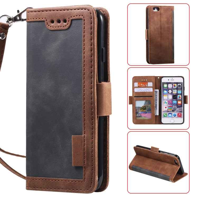 Retro Splicing Horizontal Flip Leather Case with Card Slots & Holder & Wallet
