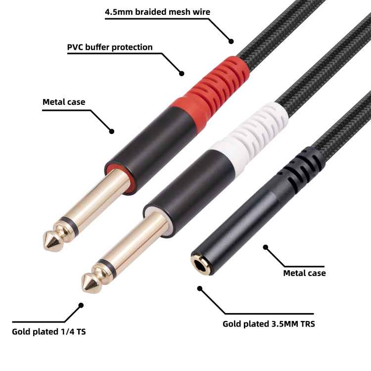 3717 3.5mm Female to 6.35mm 1/4 TS Male Stereo Audio Cable, Length: 30cm