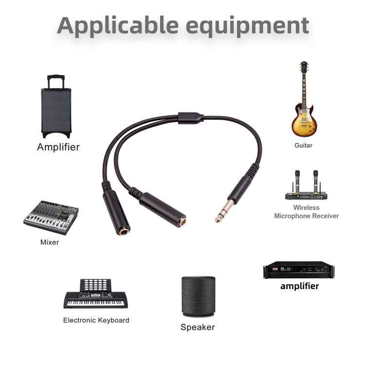 3718 6.35mm Male to Dual Female 1/4 TRS Stereo Audio Cable, Length: 30cm