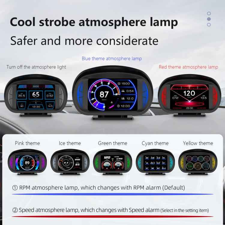 P2 3 inch Multi-function HD OBD LCD Instrument GPS Car Speed Slope Meter HUD Head-up Display