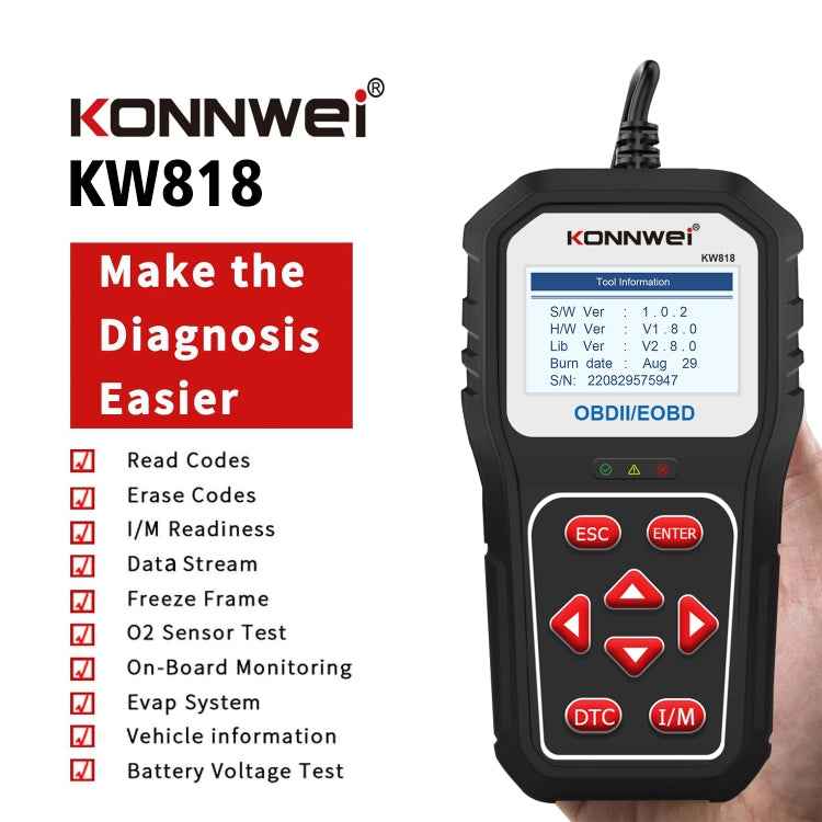 KONNWE KW818 Car OBD2 Bluetooth Fault Detector Diagnostic Tools