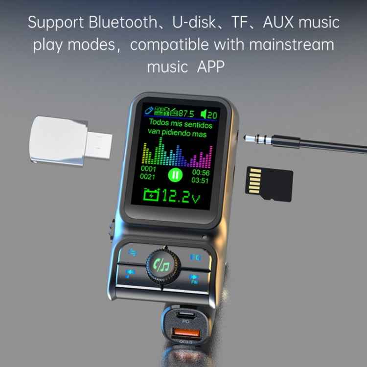BC85 Colorful Screen Car Bluetooth 5.0 FM Transmitter MP3 Player