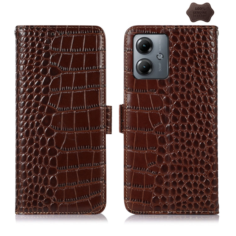 Crocodile Top Layer Cowhide Leather Phone Case, For Motorola Edge 50 Global, For Motorola Edge 50 Neo, For Motorola Moto G04 / G24, For Motorola Moto G34, For Motorola Moto G14 4G, For Motorola Moto G Power 2023