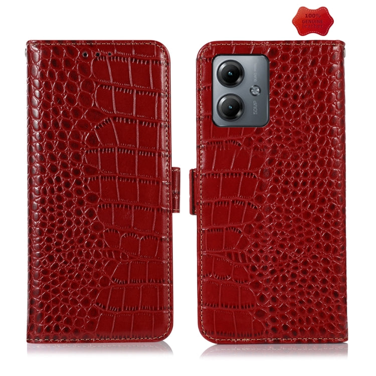 Crocodile Top Layer Cowhide Leather Phone Case, For Motorola Edge 50 Global, For Motorola Edge 50 Neo, For Motorola Moto G04 / G24, For Motorola Moto G34, For Motorola Moto G14 4G, For Motorola Moto G Power 2023