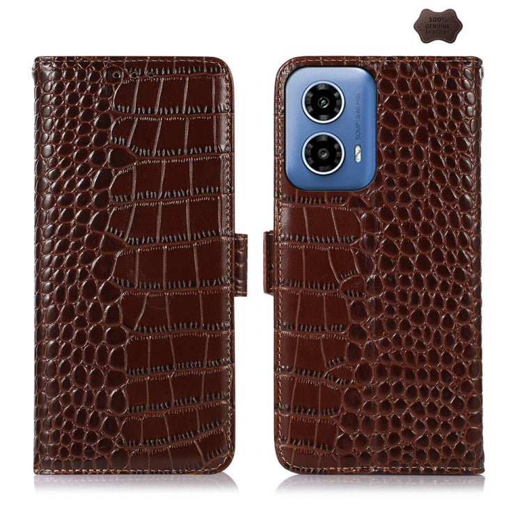 Crocodile Top Layer Cowhide Leather Phone Case, For Motorola Edge 50 Global, For Motorola Edge 50 Neo, For Motorola Moto G04 / G24, For Motorola Moto G34, For Motorola Moto G14 4G, For Motorola Moto G Power 2023
