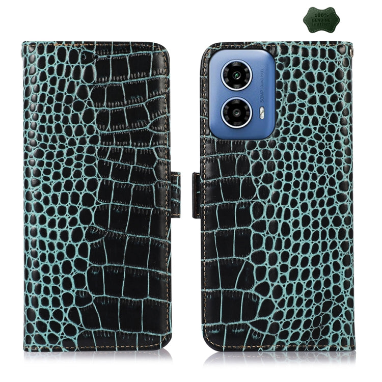 Crocodile Top Layer Cowhide Leather Phone Case, For Motorola Edge 50 Global, For Motorola Edge 50 Neo, For Motorola Moto G04 / G24, For Motorola Moto G34, For Motorola Moto G14 4G, For Motorola Moto G Power 2023