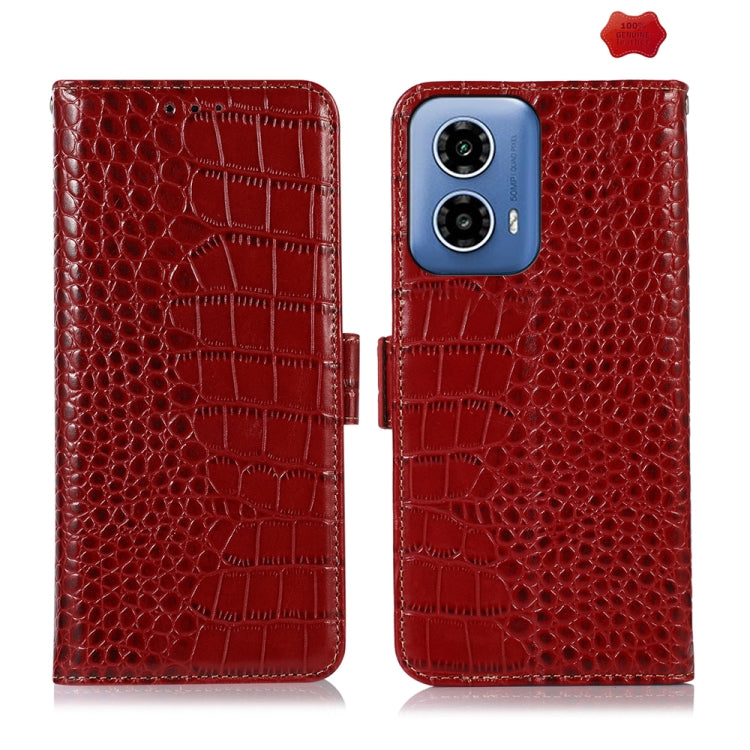 Crocodile Top Layer Cowhide Leather Phone Case, For Motorola Edge 50 Global, For Motorola Edge 50 Neo, For Motorola Moto G04 / G24, For Motorola Moto G34, For Motorola Moto G14 4G, For Motorola Moto G Power 2023