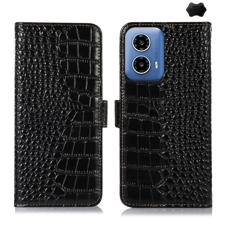 Crocodile Top Layer Cowhide Leather Phone Case, For Motorola Edge 50 Global, For Motorola Edge 50 Neo, For Motorola Moto G04 / G24, For Motorola Moto G34, For Motorola Moto G14 4G, For Motorola Moto G Power 2023