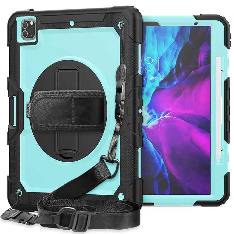 Shockproof Colorful Silicone + PC Protective Case with Holder & Shoulder Strap & Hand Strap & Pen Slot