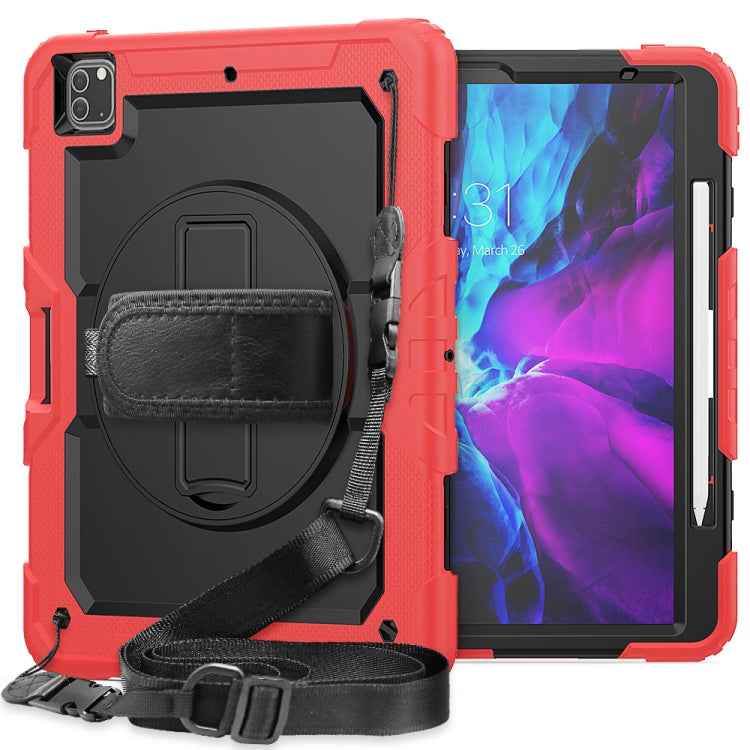 Shockproof Colorful Silicone + PC Protective Case with Holder & Shoulder Strap & Hand Strap & Pen Slot