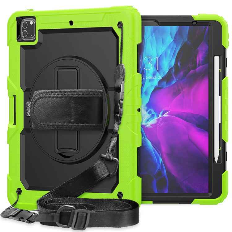 Shockproof Colorful Silicone + PC Protective Case with Holder & Shoulder Strap & Hand Strap & Pen Slot
