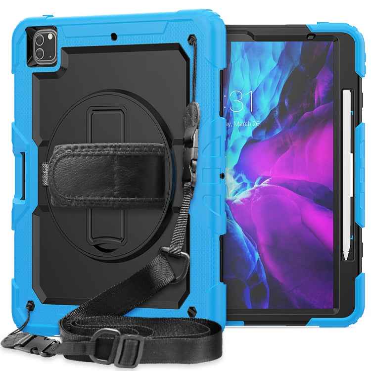 Shockproof Colorful Silicone + PC Protective Case with Holder & Shoulder Strap & Hand Strap & Pen Slot
