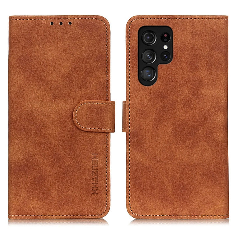 KHAZNEH Retro Texture Horizontal Flip Leather Phone Case, For Samsung Galaxy S24 Ultra