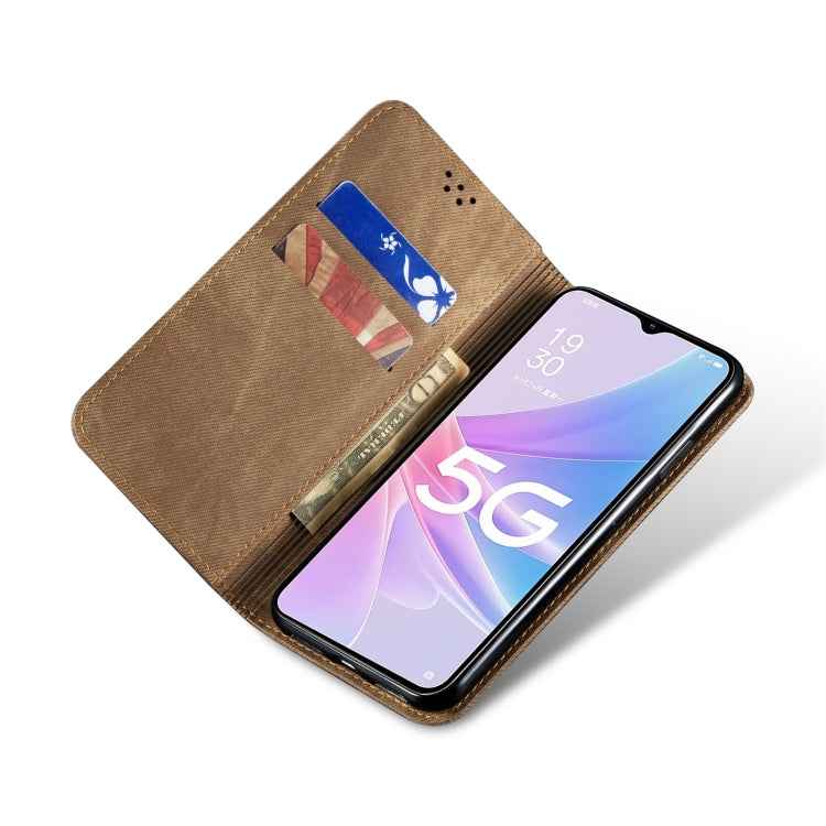 Denim Texture Casual Style Horizontal Flip Leather Case, For OPPO A98 5G