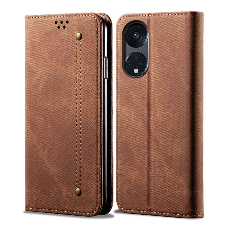 Denim Texture Casual Style Horizontal Flip Leather Case, For OPPO A98 5G
