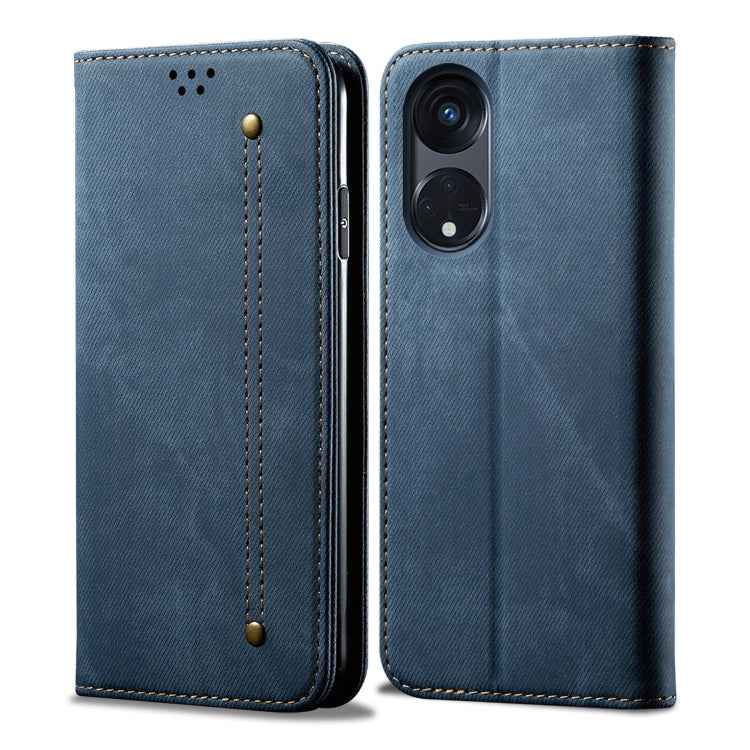 Denim Texture Casual Style Horizontal Flip Leather Case, For OPPO A98 5G