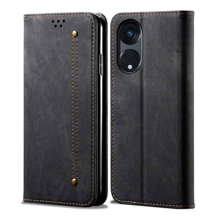 Denim Texture Casual Style Horizontal Flip Leather Case, For OPPO A98 5G