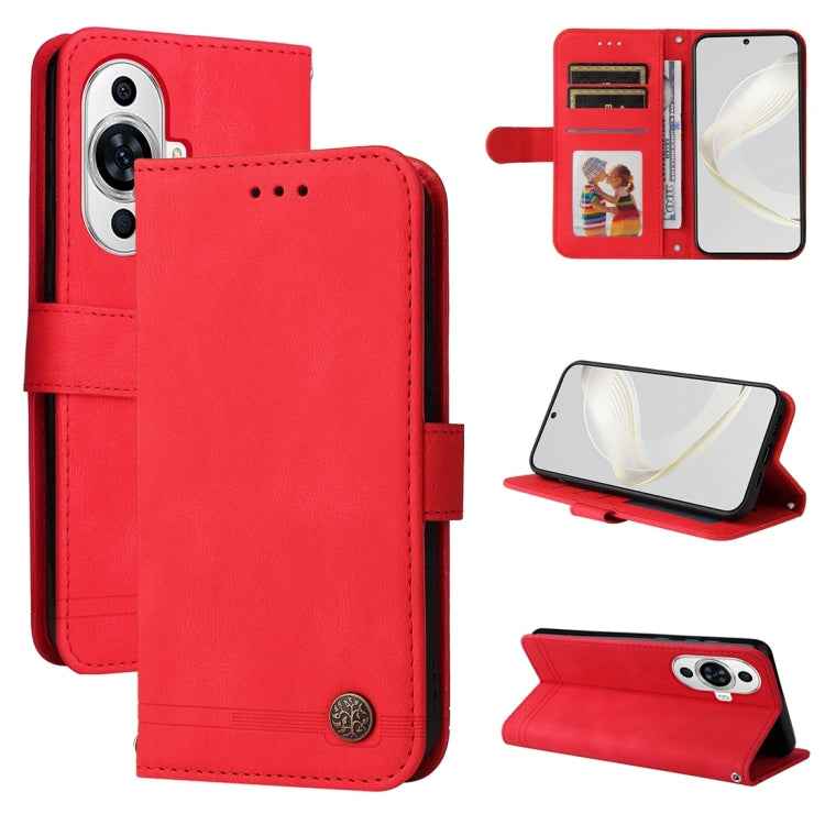 Skin Feel Life Tree Metal Button Leather Phone Case, For Huawei Mate 60 Pro, For Huawei Enjoy 60X, For Huawei nova 11 Pro, For Huawei nova 11