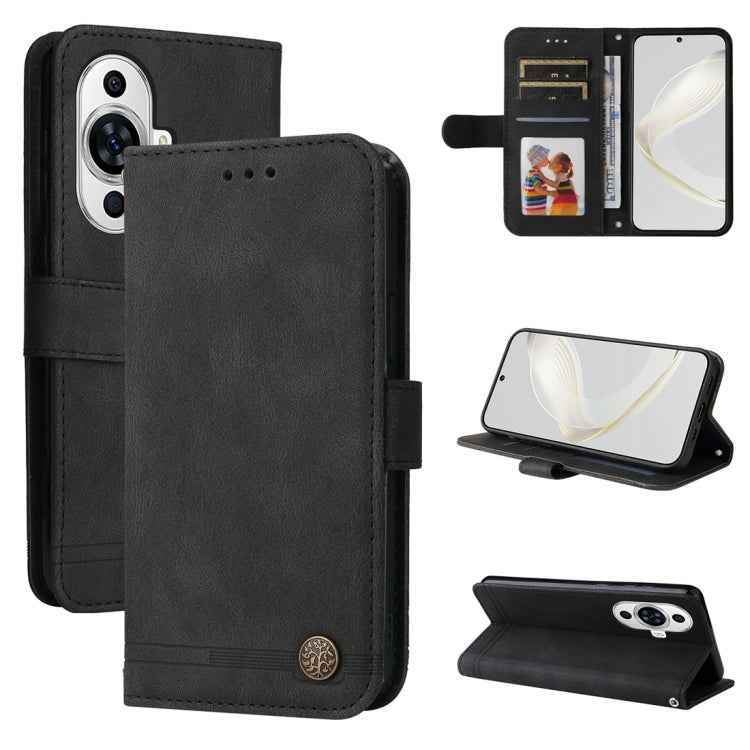 Skin Feel Life Tree Metal Button Leather Phone Case, For Huawei Mate 60 Pro, For Huawei Enjoy 60X, For Huawei nova 11 Pro, For Huawei nova 11