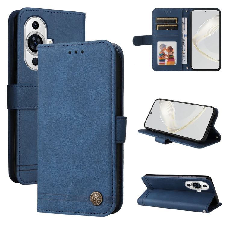 Skin Feel Life Tree Metal Button Leather Phone Case, For Huawei Mate 60 Pro, For Huawei Enjoy 60X, For Huawei nova 11 Pro, For Huawei nova 11