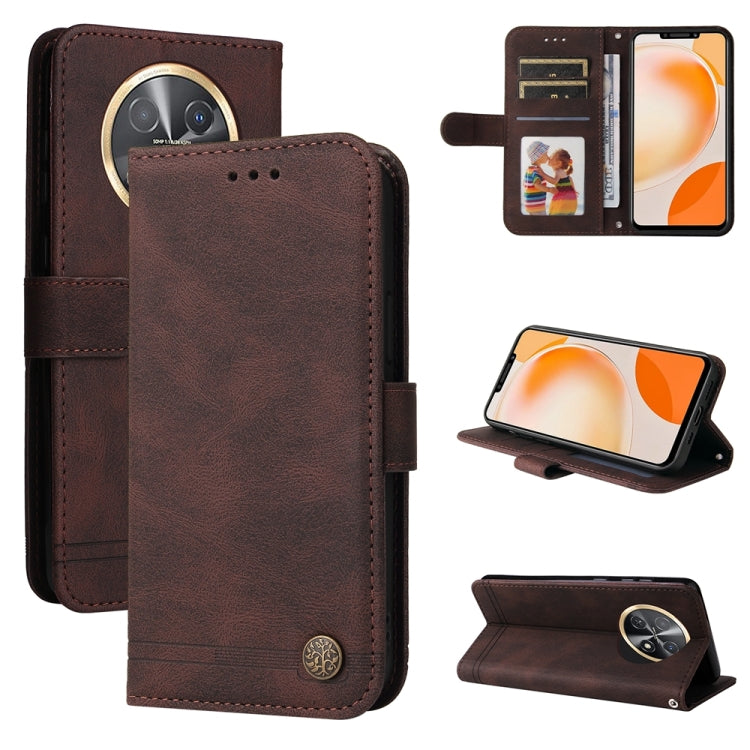 Skin Feel Life Tree Metal Button Leather Phone Case, For Huawei Mate 60 Pro, For Huawei Enjoy 60X, For Huawei nova 11 Pro, For Huawei nova 11