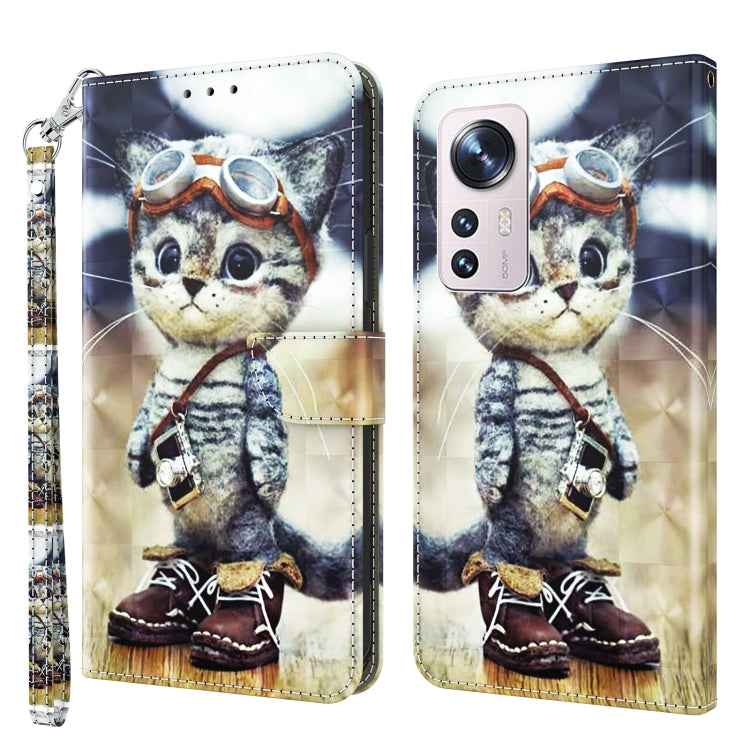 3D Painted Pattern Leather Phone Case, For Xiaomi Redmi Note 12 Pro+ 5G Global, For Xiaomi 12 Pro, For Xiaomi 12, For Xiaomi Redmi Note 10 Pro
