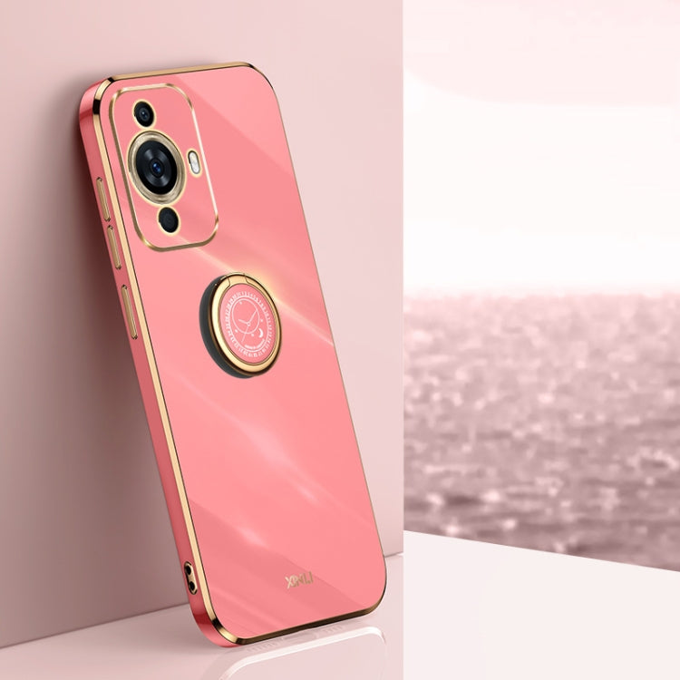 XINLI Straight Edge 6D Electroplate TPU Phone Case with Ring Holder, For Huawei Nova 11 SE, For Huawei nova 12 Pro, For Huawei nova 12, For Huawei Maimang 20, For Huawei Enjoy 60X, For Huawei nova 11 Pro
