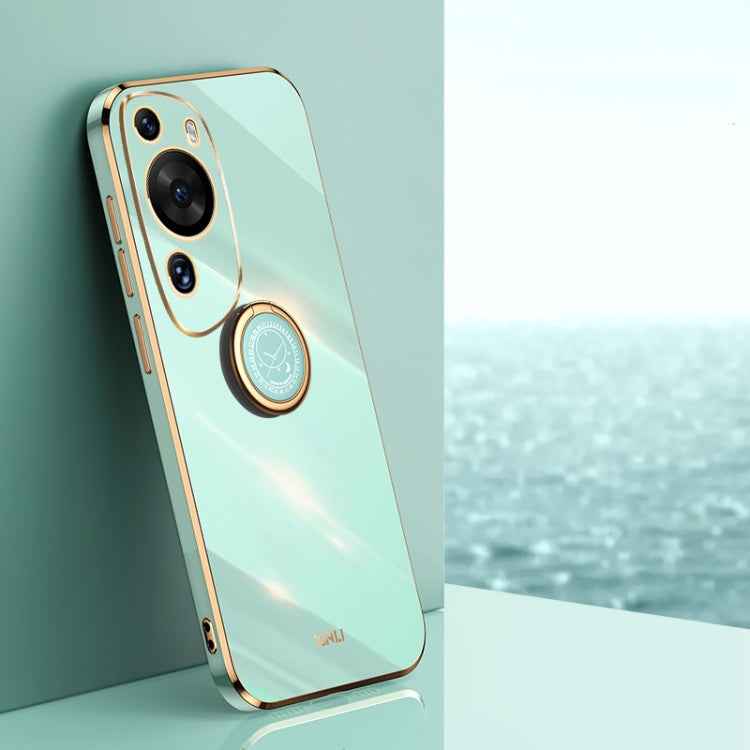 XINLI Straight Edge 6D Electroplate TPU Phone Case with Ring Holder, For Huawei nova 11, For Huawei P60 Art, For Huawei P60