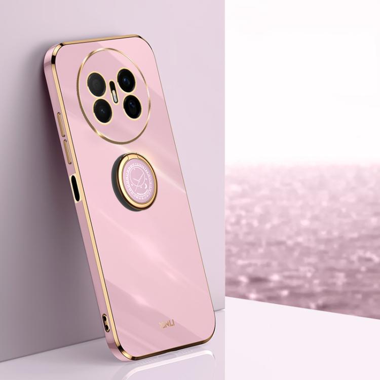 XINLI Straight Edge 6D Electroplate TPU Phone Case with Ring Holder, For Huawei Pura 90 Pro Max 5G, For Huawei Pura 90 Pro 5G, For Huawei Pura 90 5G, For Huawei Mate 80 Pro Max, For Huawei Mate 80, For Huawei Mate 70 Air