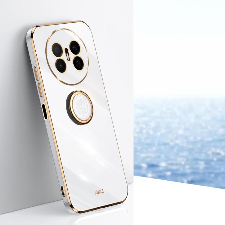 XINLI Straight Edge 6D Electroplate TPU Phone Case with Ring Holder, For Huawei Pura 90 Pro Max 5G, For Huawei Pura 90 Pro 5G, For Huawei Pura 90 5G, For Huawei Mate 80 Pro Max, For Huawei Mate 80, For Huawei Mate 70 Air