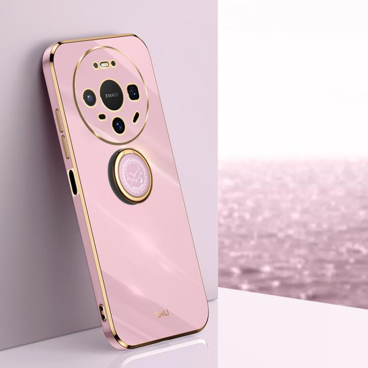 XINLI Straight Edge 6D Electroplate TPU Phone Case with Ring Holder, For Huawei Pura 90 Pro Max 5G, For Huawei Pura 90 Pro 5G, For Huawei Pura 90 5G, For Huawei Mate 80 Pro Max, For Huawei Mate 80, For Huawei Mate 70 Air