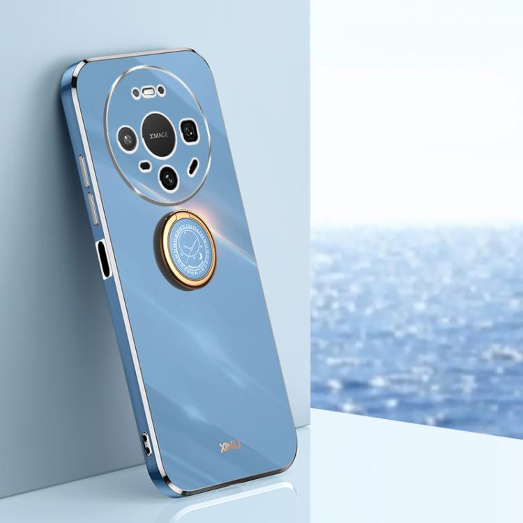 XINLI Straight Edge 6D Electroplate TPU Phone Case with Ring Holder, For Huawei Pura 90 Pro Max 5G, For Huawei Pura 90 Pro 5G, For Huawei Pura 90 5G, For Huawei Mate 80 Pro Max, For Huawei Mate 80, For Huawei Mate 70 Air