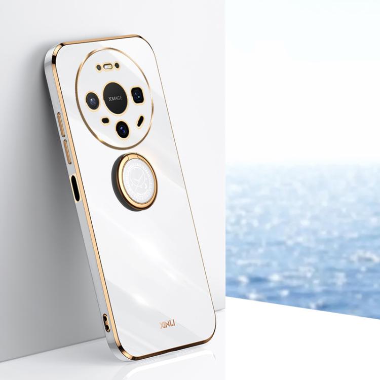 XINLI Straight Edge 6D Electroplate TPU Phone Case with Ring Holder, For Huawei Pura 90 Pro Max 5G, For Huawei Pura 90 Pro 5G, For Huawei Pura 90 5G, For Huawei Mate 80 Pro Max, For Huawei Mate 80, For Huawei Mate 70 Air