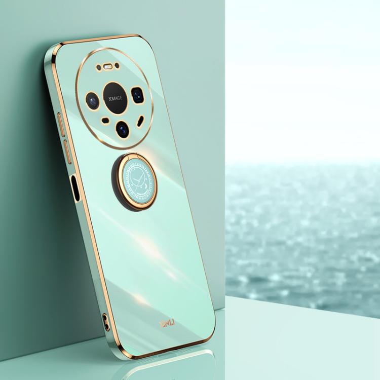 XINLI Straight Edge 6D Electroplate TPU Phone Case with Ring Holder, For Huawei Pura 90 Pro Max 5G, For Huawei Pura 90 Pro 5G, For Huawei Pura 90 5G, For Huawei Mate 80 Pro Max, For Huawei Mate 80, For Huawei Mate 70 Air