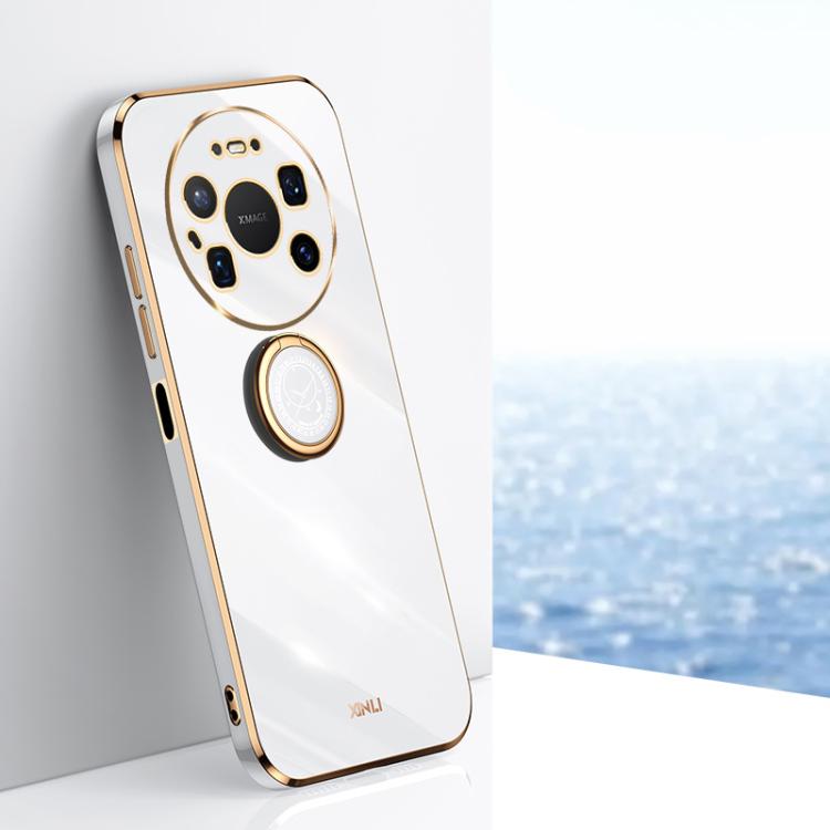 XINLI Straight Edge 6D Electroplate TPU Phone Case with Ring Holder, For Huawei Pura 90 Pro Max 5G, For Huawei Pura 90 Pro 5G, For Huawei Pura 90 5G, For Huawei Mate 80 Pro Max, For Huawei Mate 80, For Huawei Mate 70 Air