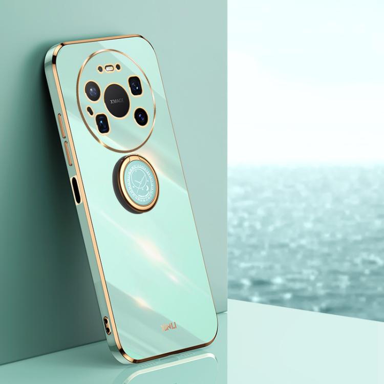 XINLI Straight Edge 6D Electroplate TPU Phone Case with Ring Holder, For Huawei Pura 90 Pro Max 5G, For Huawei Pura 90 Pro 5G, For Huawei Pura 90 5G, For Huawei Mate 80 Pro Max, For Huawei Mate 80, For Huawei Mate 70 Air