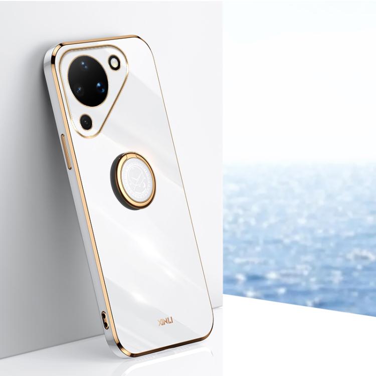 XINLI Straight Edge 6D Electroplate TPU Phone Case with Ring Holder, For Huawei Pura 90 Pro Max 5G, For Huawei Pura 90 Pro 5G, For Huawei Pura 90 5G, For Huawei Mate 80 Pro Max, For Huawei Mate 80, For Huawei Mate 70 Air