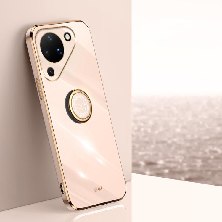 XINLI Straight Edge 6D Electroplate TPU Phone Case with Ring Holder, For Huawei Pura 90 Pro Max 5G, For Huawei Pura 90 Pro 5G, For Huawei Pura 90 5G, For Huawei Mate 80 Pro Max, For Huawei Mate 80, For Huawei Mate 70 Air