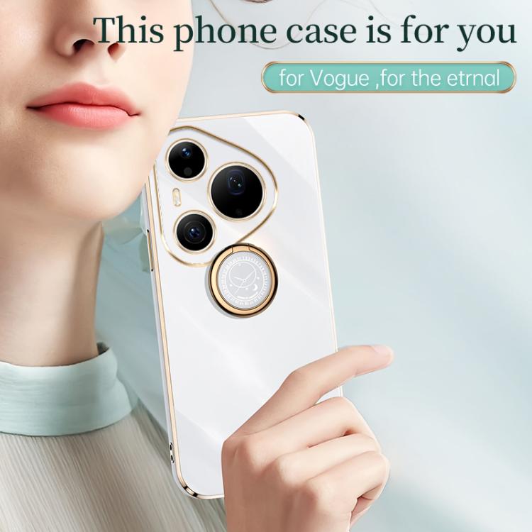 XINLI Straight Edge 6D Electroplate TPU Phone Case with Ring Holder, For Huawei Pura 90 Pro Max 5G, For Huawei Pura 90 Pro 5G, For Huawei Pura 90 5G, For Huawei Mate 80 Pro Max, For Huawei Mate 80, For Huawei Mate 70 Air