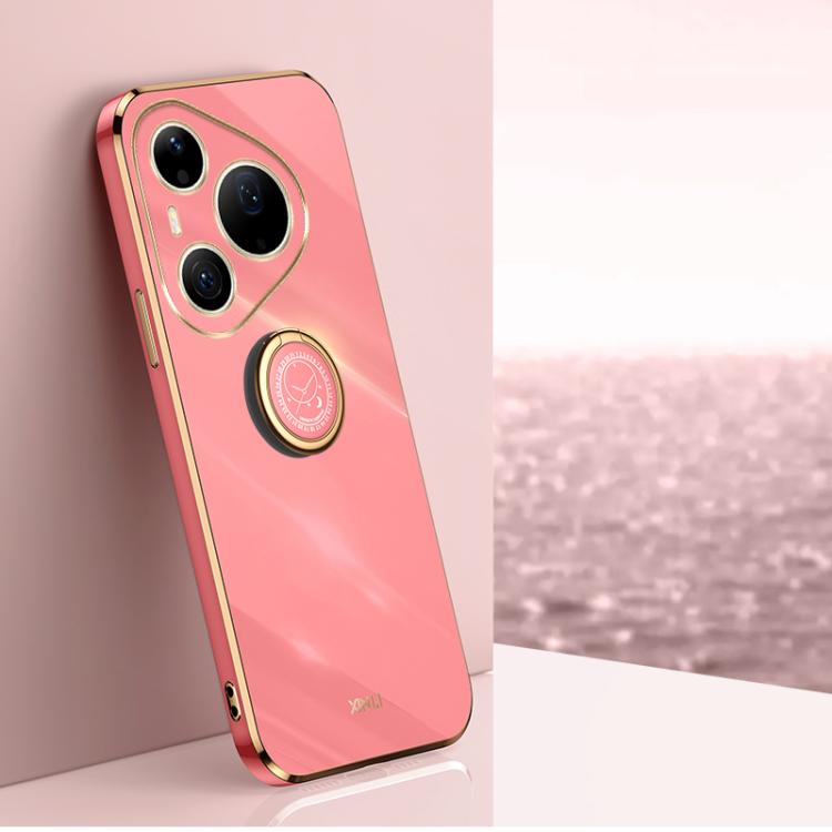 XINLI Straight Edge 6D Electroplate TPU Phone Case with Ring Holder, For Huawei Pura 90 Pro Max 5G, For Huawei Pura 90 Pro 5G, For Huawei Pura 90 5G, For Huawei Mate 80 Pro Max, For Huawei Mate 80, For Huawei Mate 70 Air