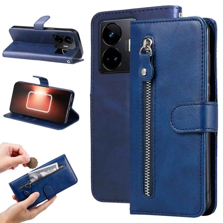 Fashion Calf Texture Zipper Leather Phone Case, For Realme GT Neo 5 5G / GT3